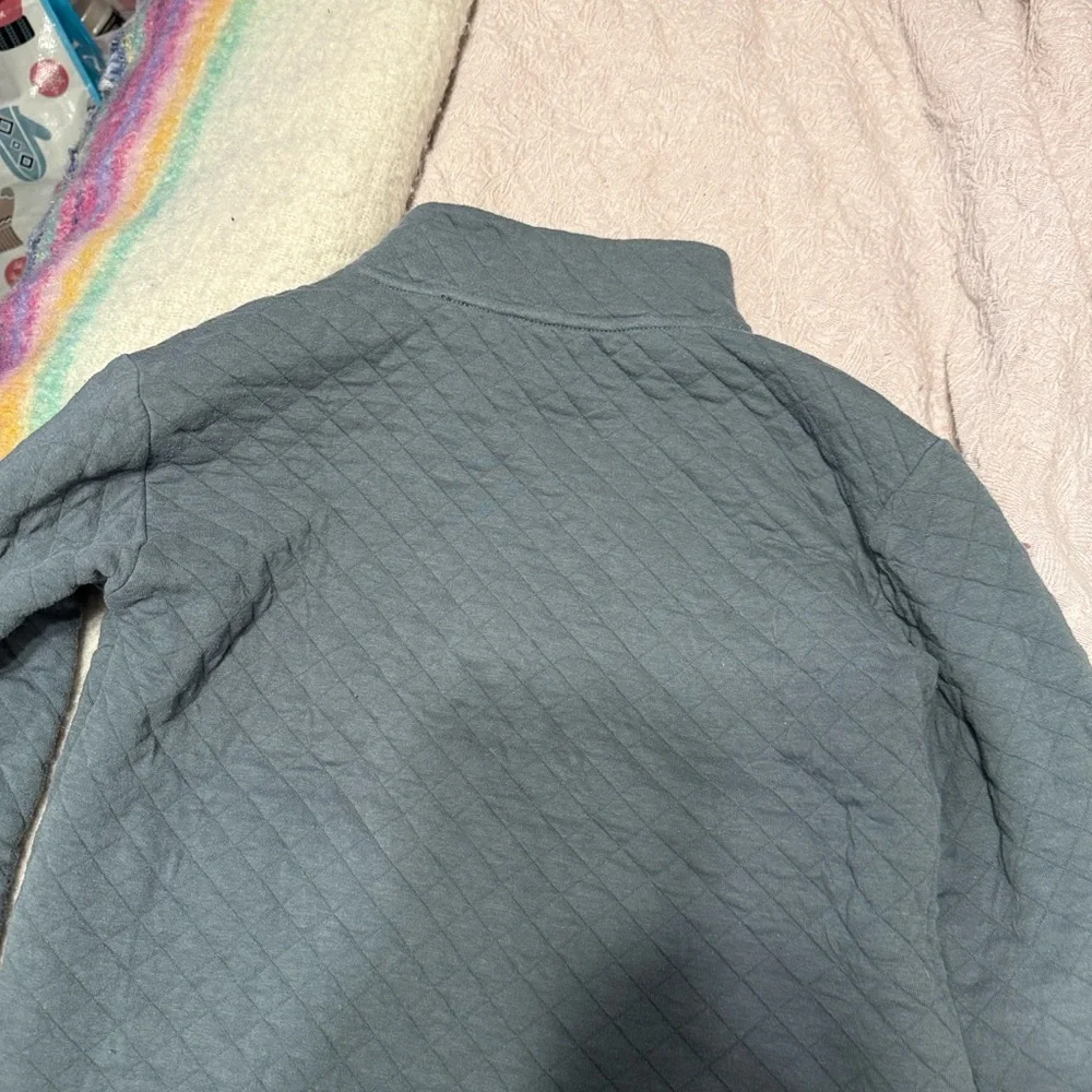 Crewcuts Quilted Pullover in Blue Gray Size 6/8 Medium 3/4 zip Sweatshirt